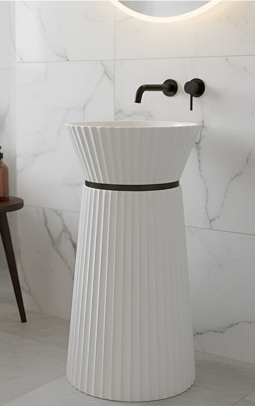 Designer Free Standing Wash Basin | Floor Mounted | Size: 450x450x860mm | Finish: