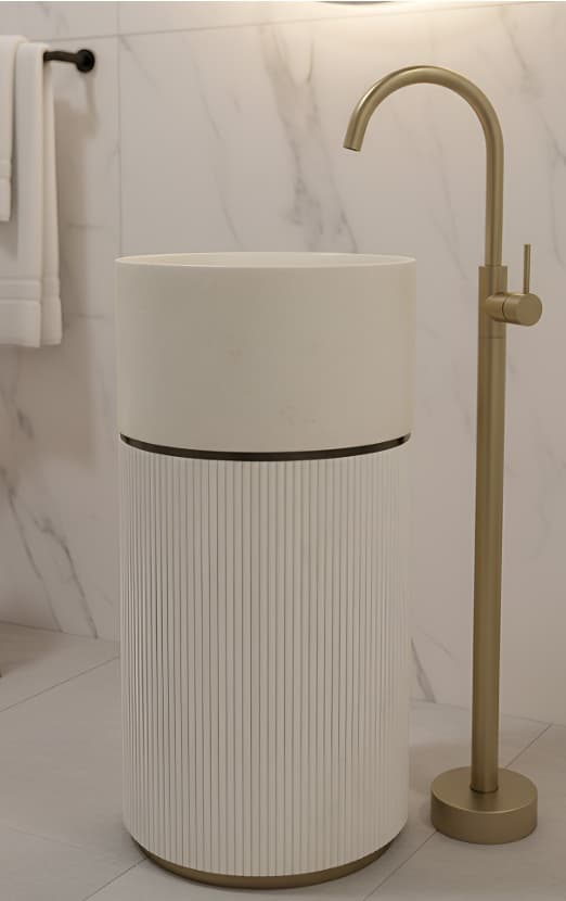 Designer Free Standing Wash Basin | Floor Mounted | Size: 400x400x860mm | Finish: