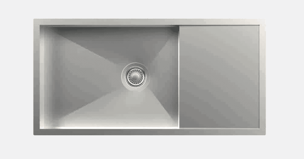 Drainer Series Steel Kitchen Sink 36" x 18" x 8" (915 x 460 x 200mm) | Chrome Finish | SS 304 Grade | Top Mount & Under Mount Installation | Slab Cutting Size: 550 x 410mm