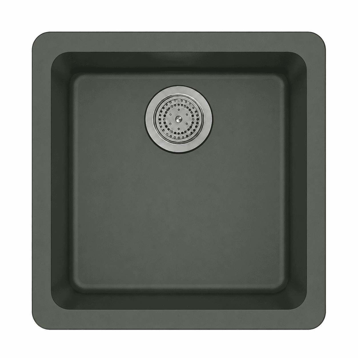 Neo Salsa Series Quartz Kitchen Sink 17" × 17" x 8" ( 423 x 423 x 200mm) | Concrete Finish | Top Mount, Flush Mount & Under Mount Installation | Included Accessories: Plumbing Kit | Slab Cutting Size: 356 x 356mm