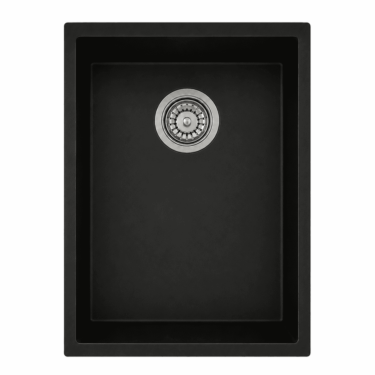 Smart Series Quartz Kitchen Sink 14" x 18" x 8" ( 370 x 460 x 200mm) | Nera Finish | Top Mount, Under Mount & Flush Mount Installation | Included Accessories: Plumbing Kit | Slab Cutting Size: 400 x 340mm