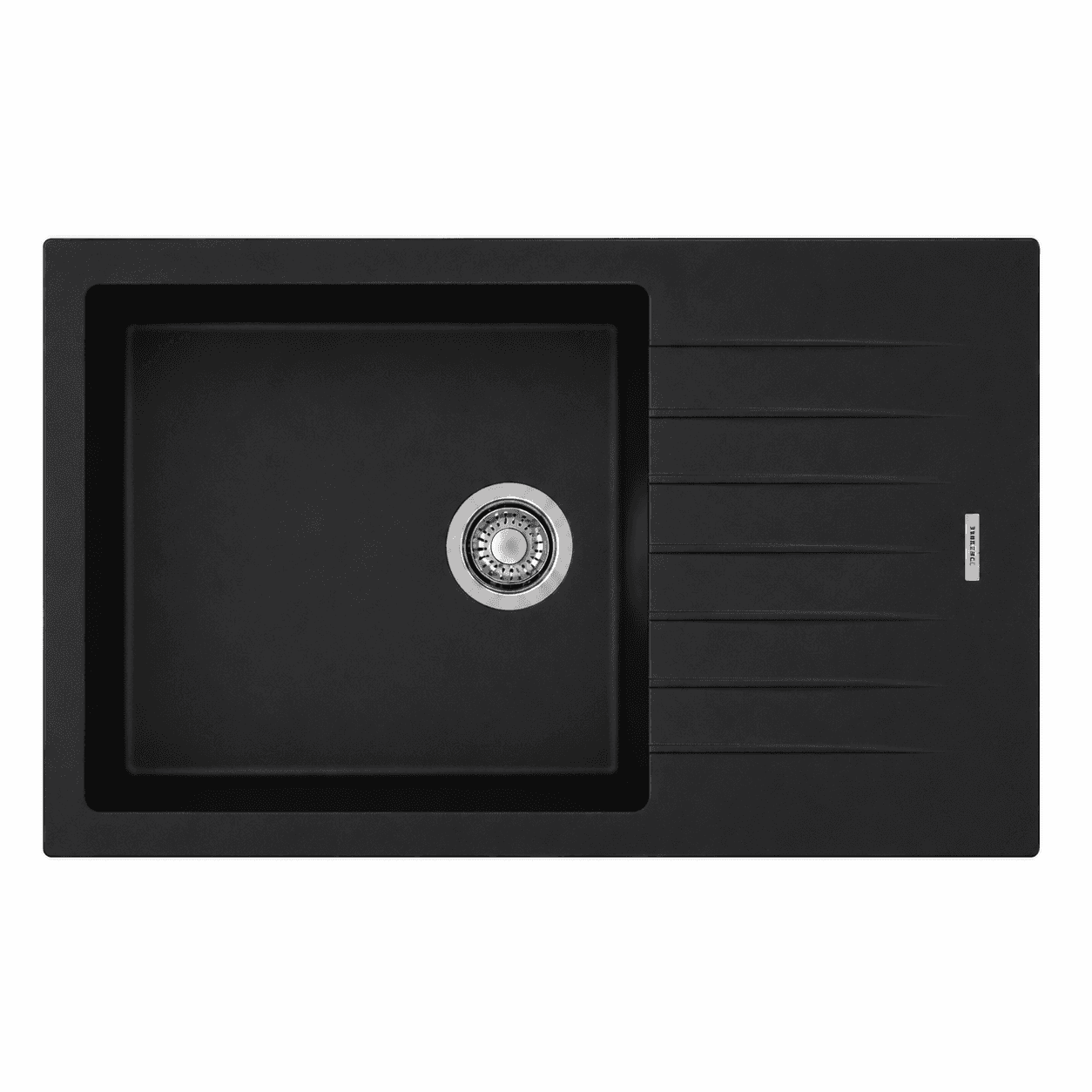 Tip Toe Series with Drainer Quartz Kitchen Sink 40" × 20" x 8" ( 1000 x 500 x 200mm) | Nera Finish | Top Mount, Under Mount & Flush Mount Installation | Included Accessories: Plumbing Kit | Slab Cutting Size: 480 x 430mm