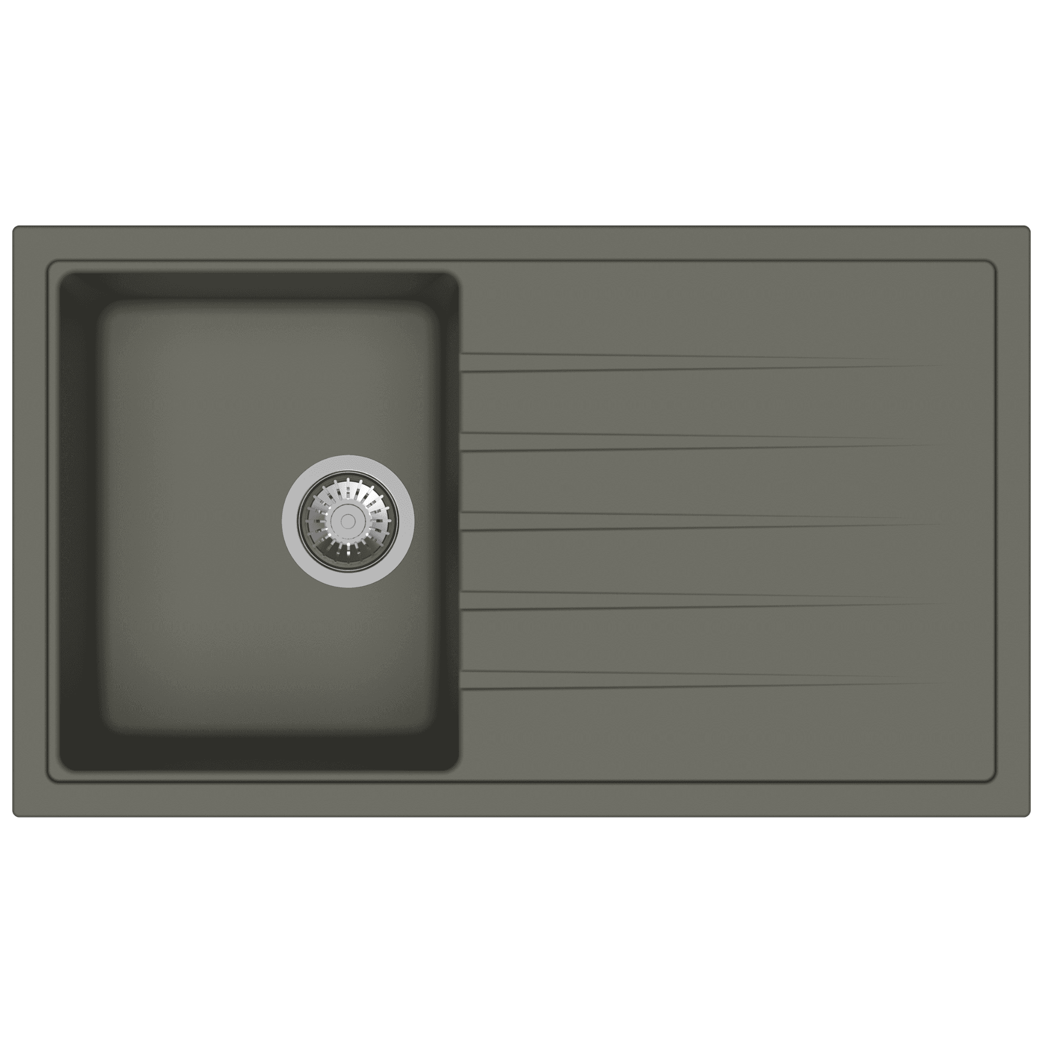Vivaldi Series with Drainer Quartz Kitchen Sink Sink 34" × 20" x 8" ( 860 x 500 x 200mm) | Concrete Finish | Top Mount, Under Mount & Flush Mount Installation | Included Accessories: Plumbing Kit | Slab Cutting Size: 337 x 420mm