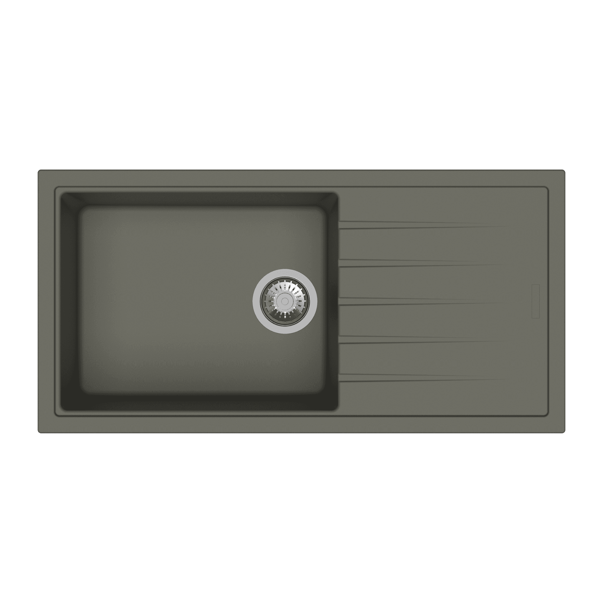 Vivaldi Series with Drainer Quartz Kitchen Sink 36" × 18" x 9" ( 914 x 457 x 225mm) | Concrete Finish | Top Mount, Under Mount & Flush Mount Installation | Included Accessories: Plumbing Kit | Slab Cutting Size: 483 x 397mm