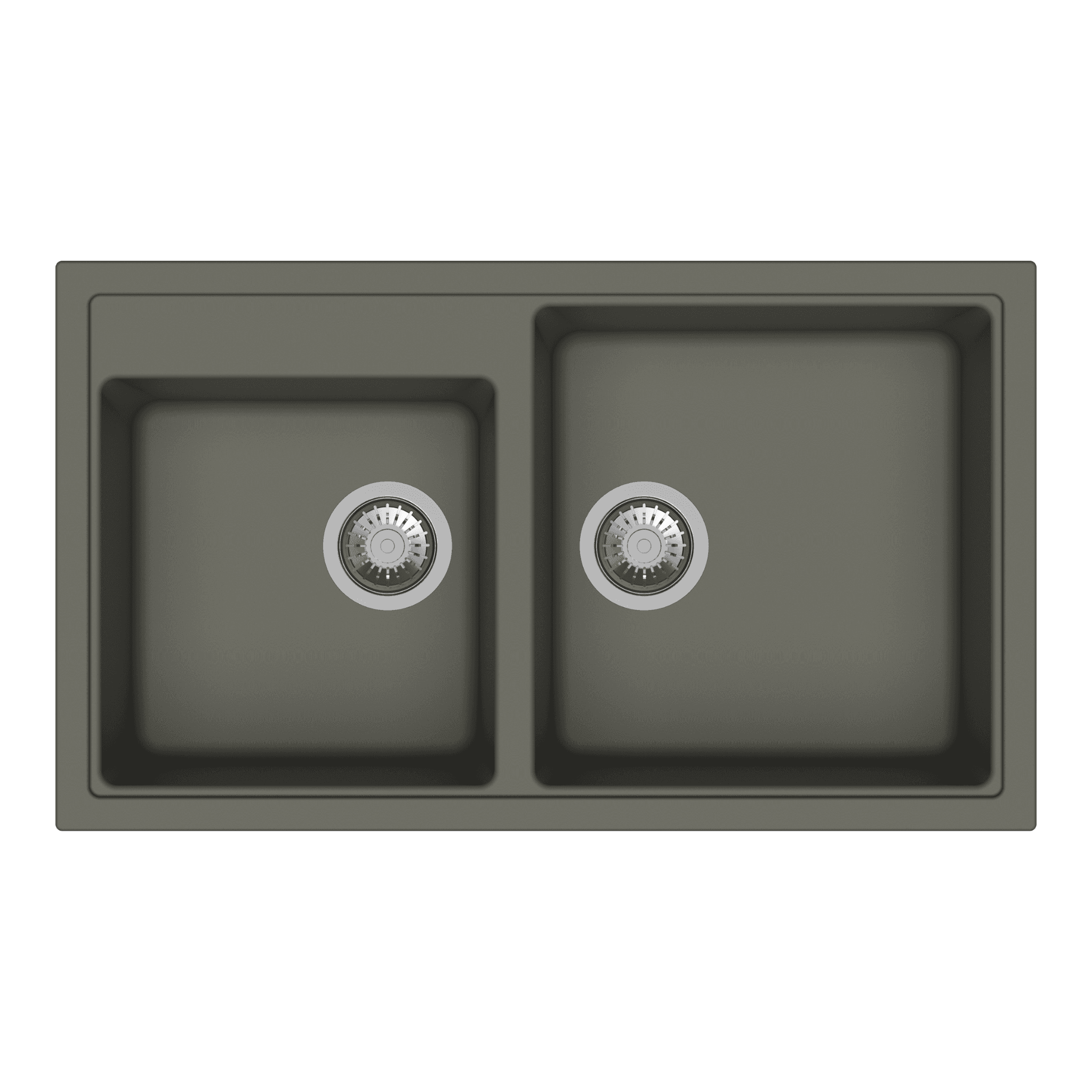 Vivaldi Series Double Bowl Quartz Kitchen Sink 34" x 20" x 8" (860 x 500 x 200mm) | Concrete Finish | Top Mount, Flash Mount & Under Mount Installation | Included Accessories: Plumbing Kit | Slab Cutting Size: 345 x 357mm, 400 x 420mm