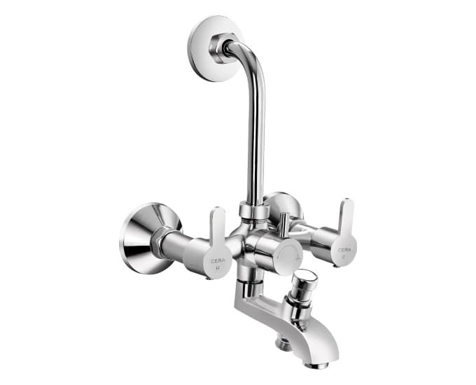 Victor Wall Mixer (3-in-1) With Arrangement for both Hand Shower and Overhead Shower With Bend Pipe | Chrome Finish