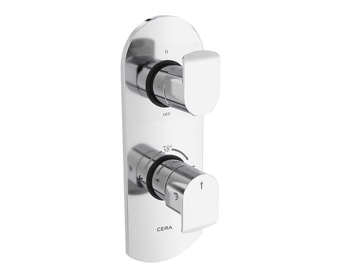 Chromo Exposed Part for 3 Outlets Single Lever Thermostatic Concealed Diverter | Chrome Finish | Compatible With Concealed Part F4080101 sold separately