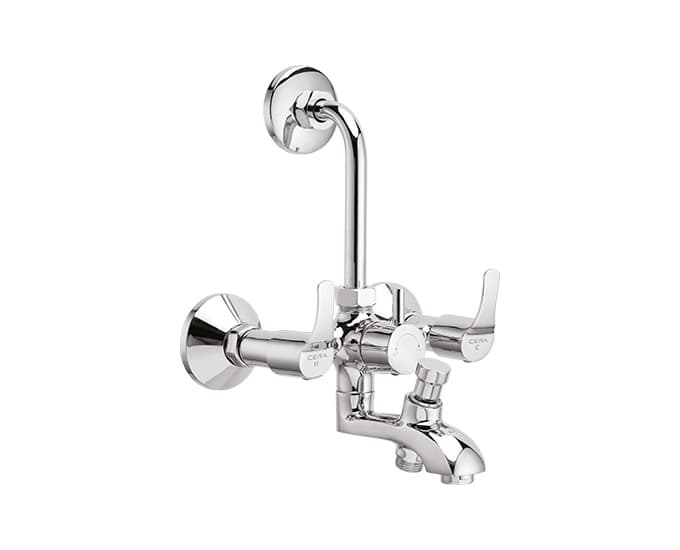 Vivana Wall Mixer (3-in-1) With Arrangement for both Hand Shower and Overhead Shower With Bend Pipe | Chrome Finish