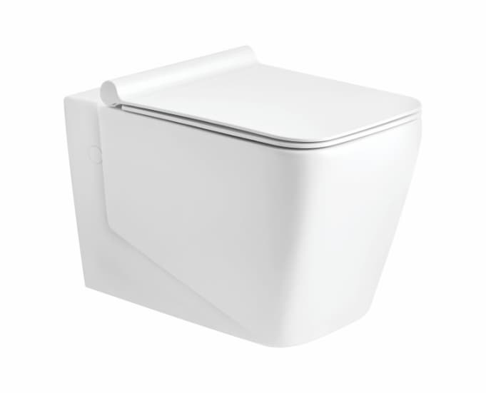 Cutina Rimless Wall Hung Toilet | Finish: Snow White | Size: 550 x 355 x 360 mm | Rag Bolt Distance: 180±5mm | Duroplast Slim Soft Close Seat Cover Included