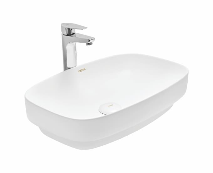 Crivea Table Top Wash Basin | Without Tap Hole Provision | Finish: Snow White | Size: 600 x 380 x 130 mm