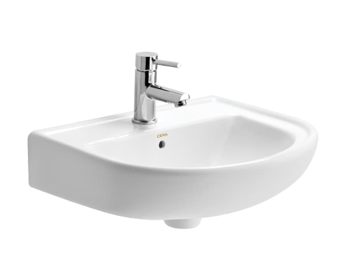 Cadal Wall Hung Wash Basin Without Pedestal | Finish: Snow White | Size: 515 x 410 x 195 mm | With Tap Hole Provision