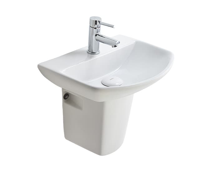 Canberra L Wall Hung Wash Basin | Finish: Snow White | Size: 550 x 410 x 150 mm | With Tap Hole Provision | For use With Half Pedestal (S2090129)