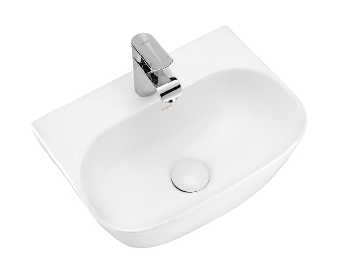 Casy Wall Hung Wash Basin Without Pedestal | Finish: Snow White | Size: 435 x 320 x 140 mm | With Tap Hole Provision
