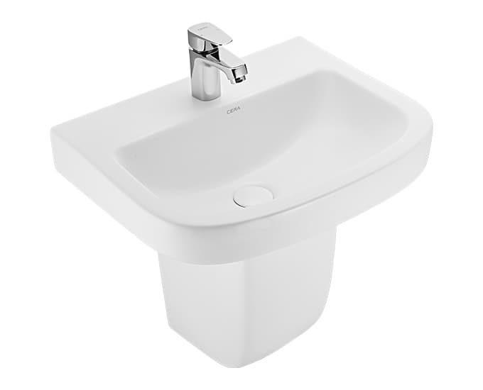Carpio Wall Hung Wash Basin | Finish: Snow White | Size: 500 x 410 x 165 mm | With Tap Hole Provision | For use With Half Pedestal (S2090142)