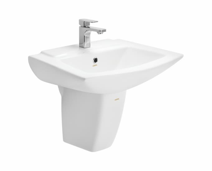Cahill Wall Hung Wash Basin | Finish: Snow White | Size: 510 x 410 x 140 mm | With Tap Hole Provision | For use With Half Pedestal (S2090102)