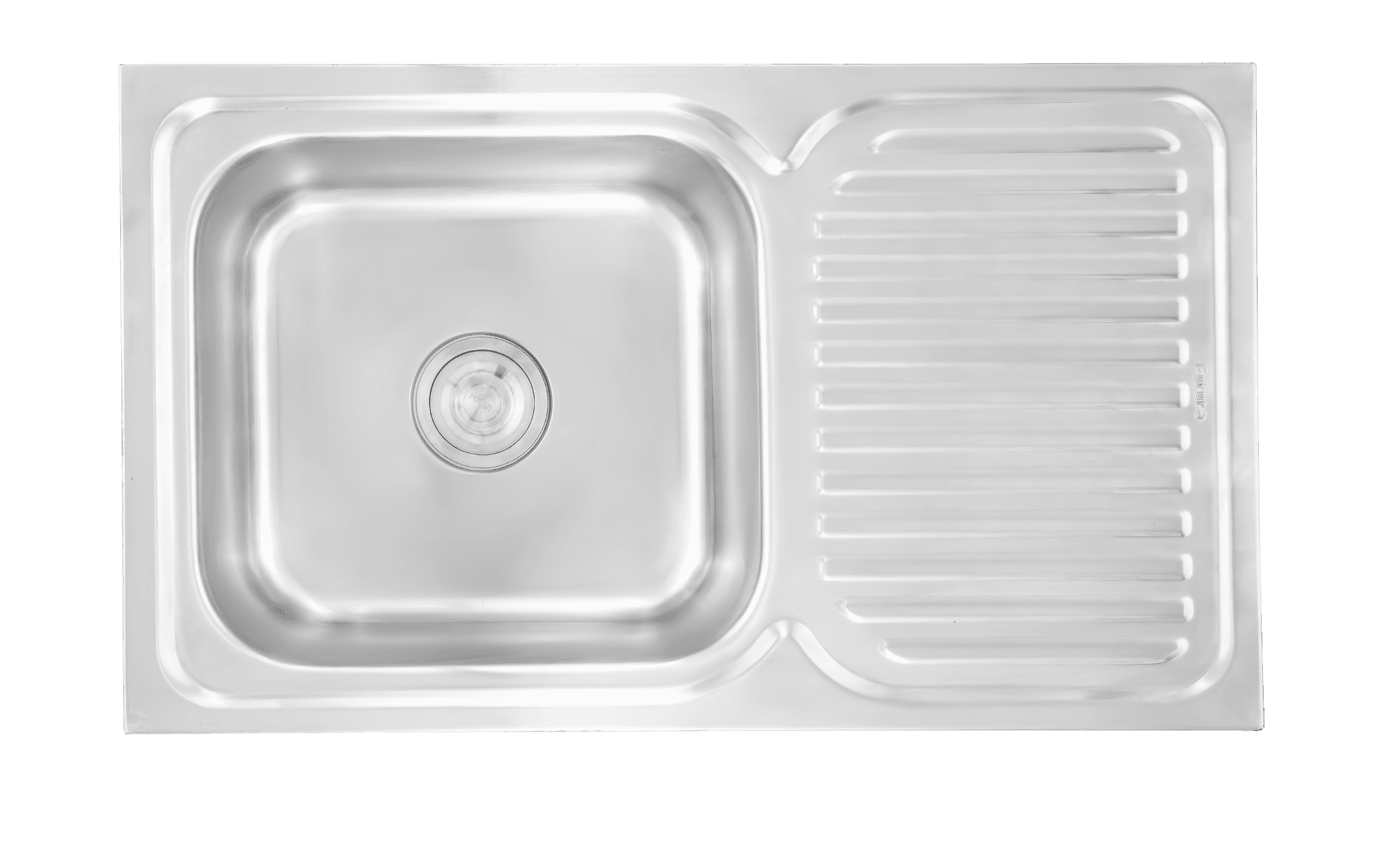 Dura Single Bowl With Drain Board Kitchen Sink 32" X 19" X 8" (815 X 482 X 200mm) | SS 304 grade | Satin Finish | Suitable for Topmount, Undermount & Inset | Included: Waste coupling | Slab Cutting Size: 381x406mm