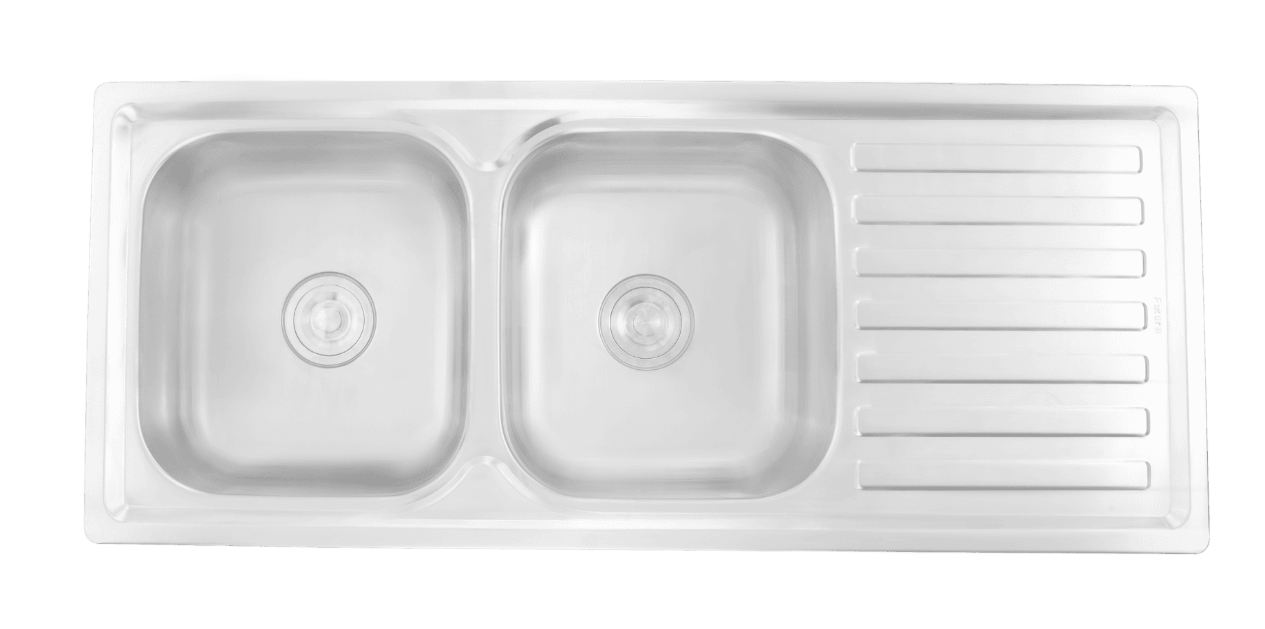 Dura Double Bowl With Drain Board Kitchen Sink 47" X 20" X 8" (1200 X 500 X 210mm) | SS 304 grade | Satin Finish | Suitable for Topmount, Undermount & Inset | Included: Waste coupling | Slab Cutting Size: 406x355mm