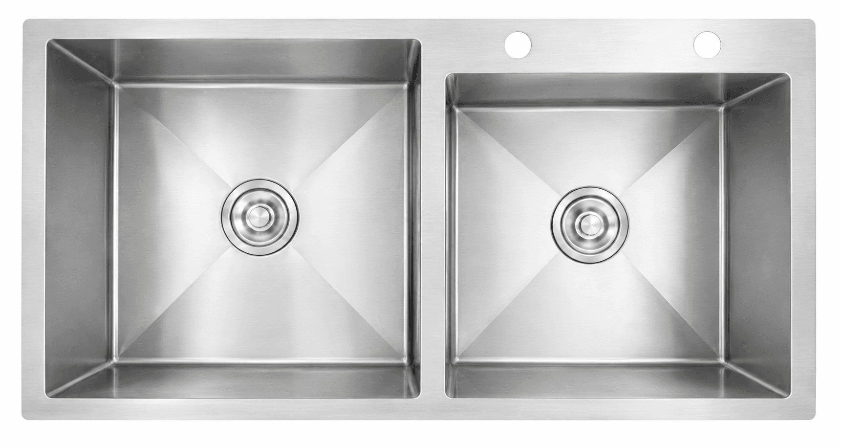 Hand Carved Double Bowl Kitchen Sink 33"x18"x9" (850x457x225mm) | SS 304 grade | Brush Finish | Suitable for Topmount, Undermount & Inset | Waste coupling included