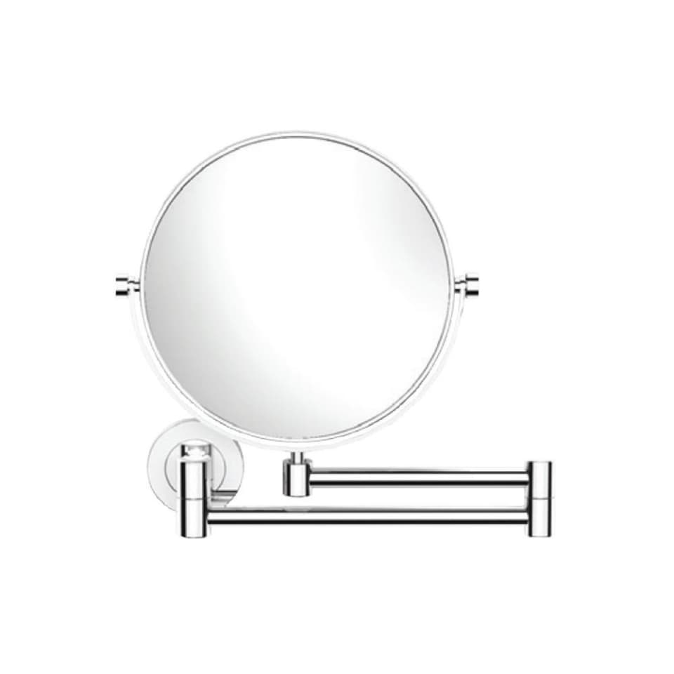 Double Arm Reversible Plain/ Magnifying (3X) Pivotal Mirror with Flange | Chrome Finish | Material: Stainless Steel