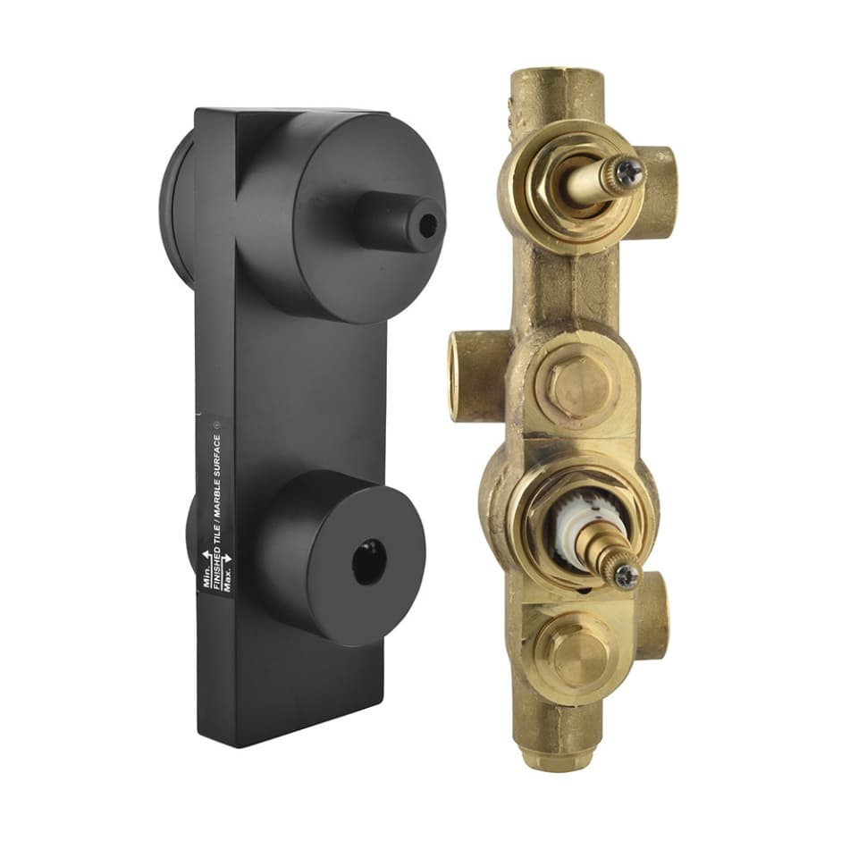Aquamax Concealed Body of Thermostatic Shower Mixer for 2-Outlet Diverter | for FLP/KUP/OPP-681 exposed kit | Chrome Finish | Material: Brass