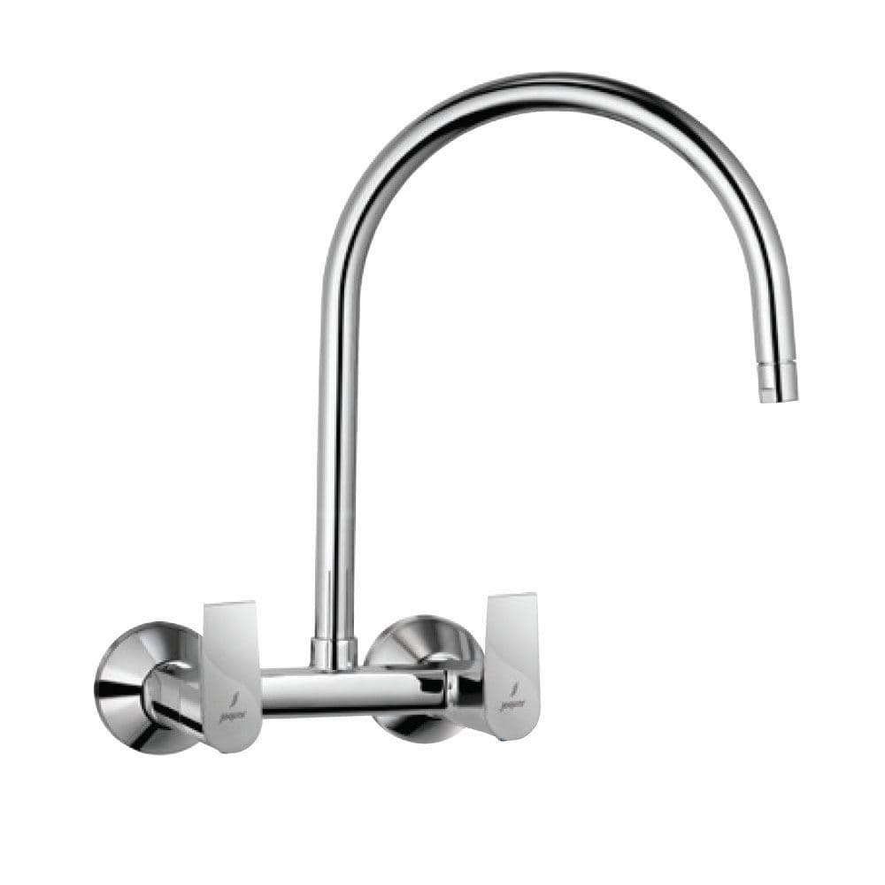 Aria Mixer with Regular Swinging Spout (Wall Mounted Model) With Connecting Legs & Wall Flanges | Chrome Finish | Material: Brass