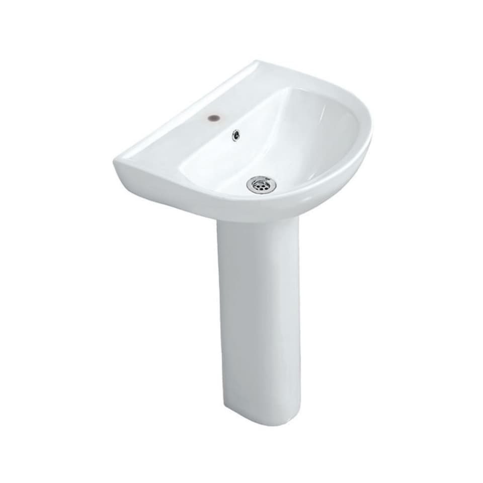 Florentine Wall Hung Wash Basin With Fixing Accessories | Size: 585 x 450 x 220mm | With Tap Hole | Compatible with Full Pedestal (FLS-WHT-5301)