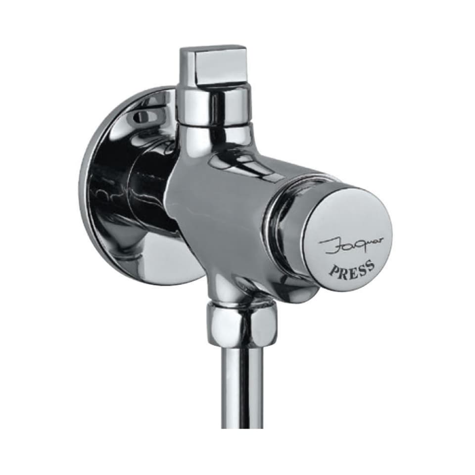 Pressmatic Urinal Valve Auto Closing System with Built-in Control Cock & Wall Flange | Chrome Finish | Material: Brass
