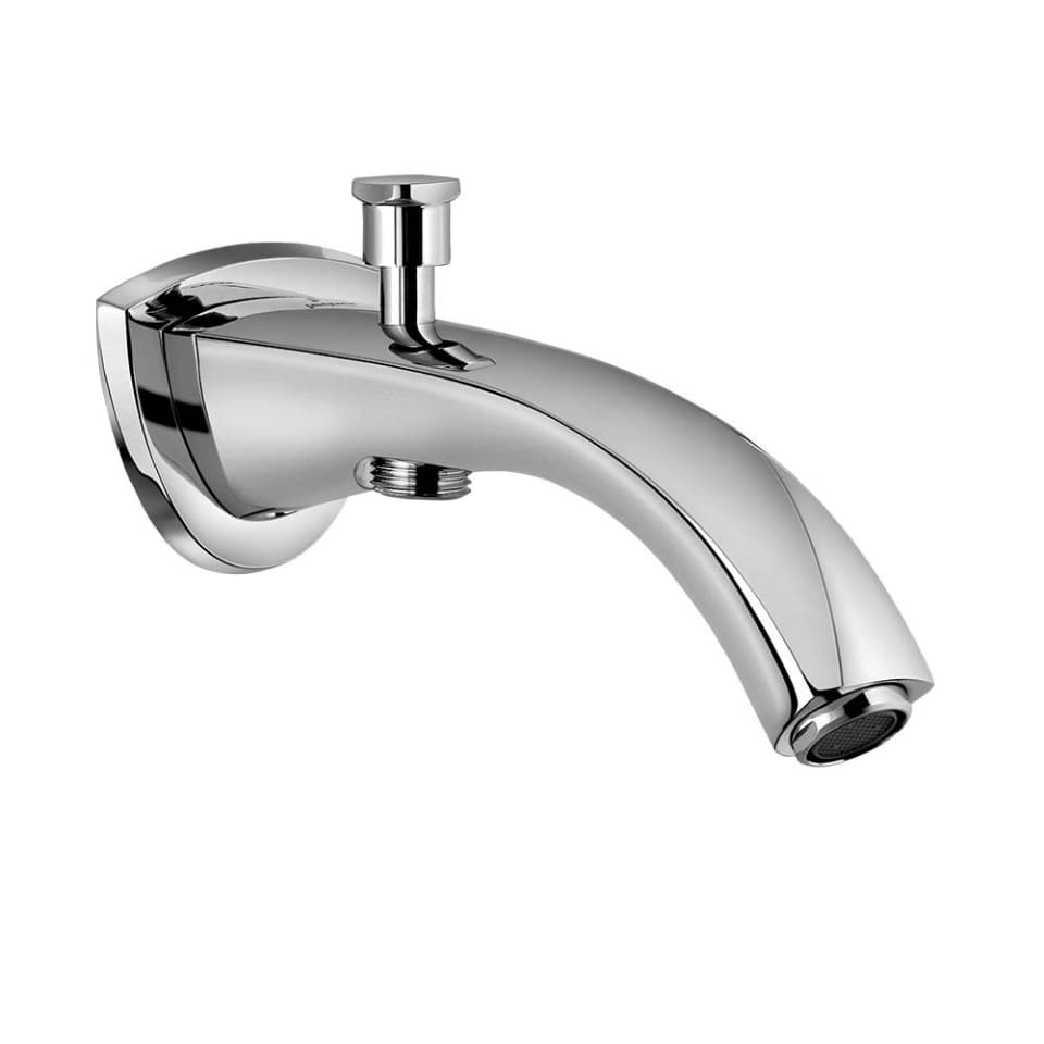 Arc Bath Spout with Button Attachment For Hand Shower with Wall Flange | Chrome Finish | Material: Brass
