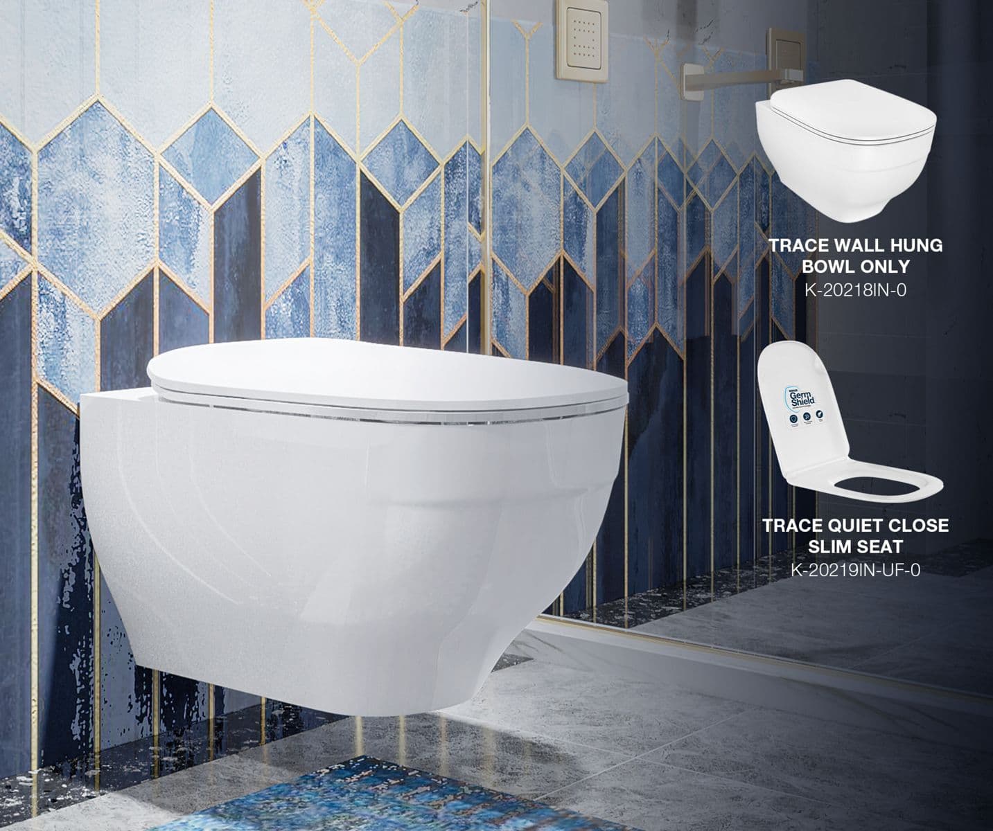 Trace™ Rimless Toilet With Quiet-Close™ UF Slim Seat Cover | Must Order: Plastic Outlet Connector (K-1527926) (Sold Separately) | White Finish