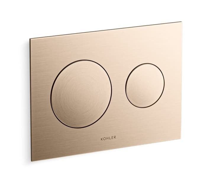 Skim™ Pneumatic Dual-Flush Faceplate | Finish: White Plate with Brushed Bronze Button