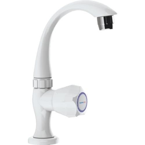 M Series Kitchen Tap (Cold Water) Table Mounted Short Spout | Material: Plastic | Finish: White Colour