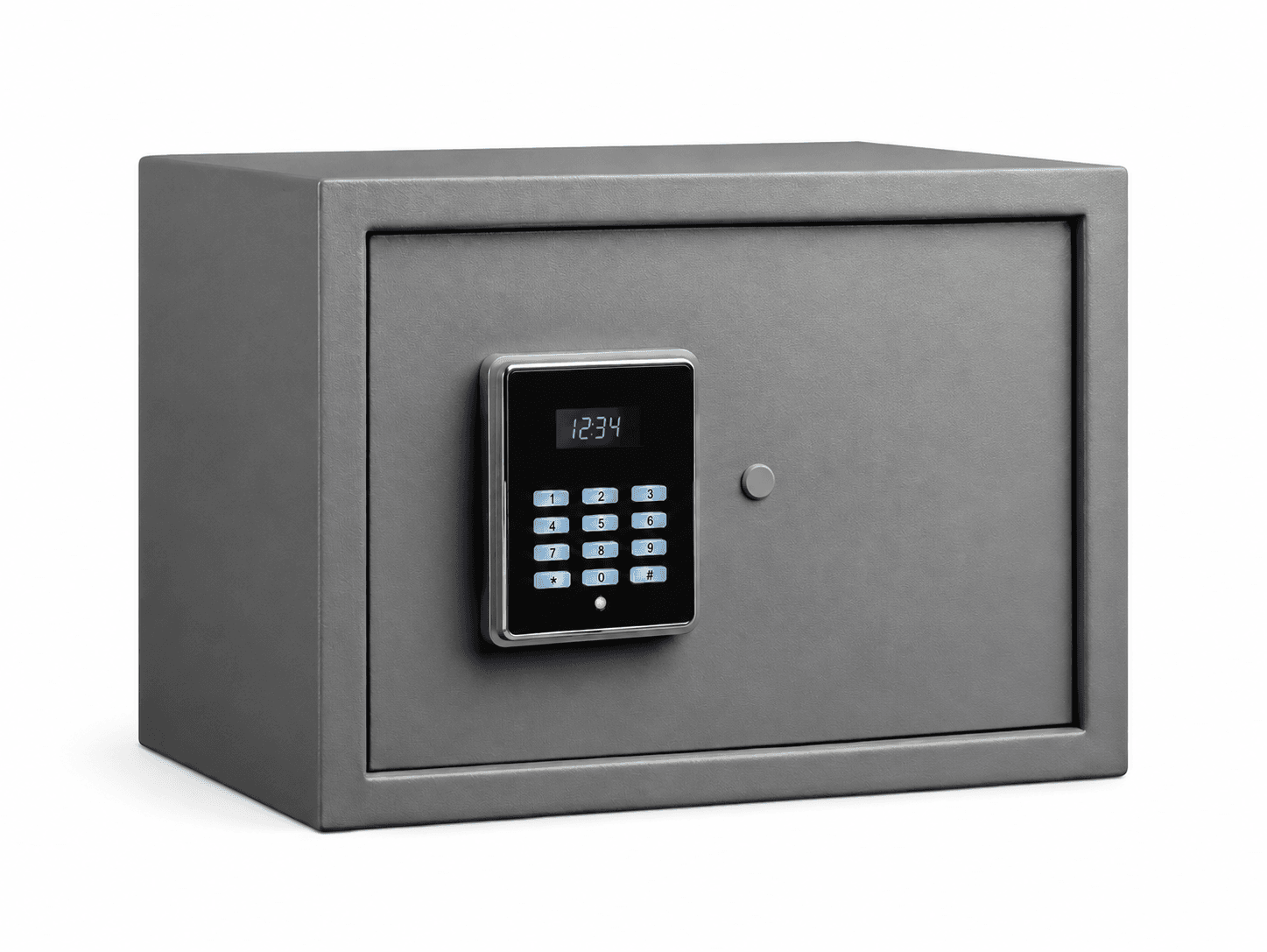 Cosmos Safe | Capacity: 9Ltr | Exterior Dimensions: H200 x W310 x D200mm | Access: PIN Code And Manual Key | Finish: Dark Grey