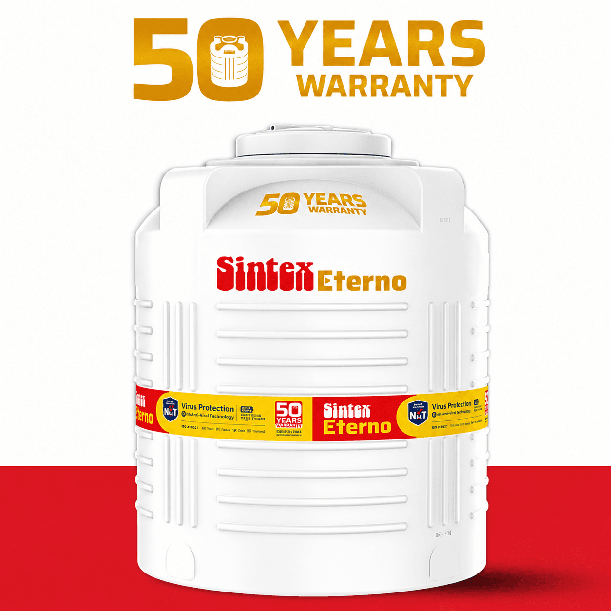 Eterno 3 Layer Overhead Tank | Capacity: 500Ltr | Dia: 900mm (35.43") | Height: 1018mm (40.08") | Dia of Lid: 407mm (16.02")