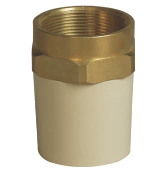 CPVC Female Adapter Brass Threaded (FABT) - ¾″ x ½″ (20mm x 15mm) | For hot and cold water plumbing | Max operating temperature: 93°C